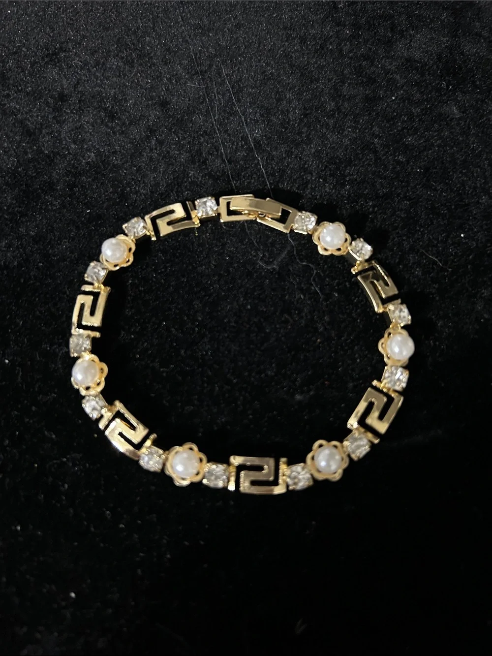 Gold Pearl-Link Bracelet with Crystal Accents - Picture 2 of 2